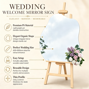 Custom UV Printed PS Mirror Panel Wavy Edge <b>Sign</b> Board for <b>Wedding</b> Event Retail Display OEM Service - Product Image 2