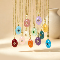 Collier pendentif ovale en forme de goutte d'eau imitation pierre Haomi CE, plaqué or 18 carats, serti de pierres multicolores, bijoux de mode en gros pour femmes