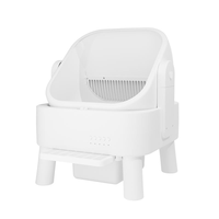Bac à litière semi-ouvert autonettoyant en PP durable, grande capacité 75L, contrôle par application Tuya, capteur de sécurité, toilette pour chat