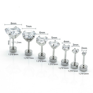 <b>Titanium</b> Steel Round Zircon Ear <b>Studs</b> Prong Setting Stainless Steel Earrings Gift Jewelry Set - Product Image 2