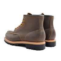Bottes de sécurité décontractées pour hommes en cuir véritable Goodyear, à lacets, bout carré, semelle intérieure en caoutchouc rehaussante, pour le travail en toute saison