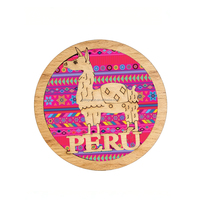 Imán de Madera MDF para Refrigerador, Recuerdo de Perú, Estilo Metálico, con Llamas y Alpacas Peruanas