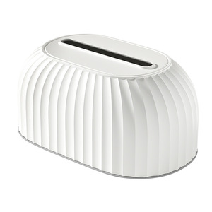 Creative Striped Tissue Box White Oval Waterproof Multipurpose Home Living Room Desktop Storage Organizer - Product Image 5