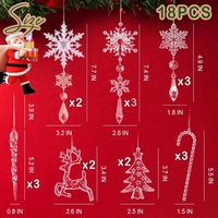 18 teile/satz Weihnachts baum Dekoration Kristall Ornamente Hängen Acryl Schneeflocke Eiszapfen Kristall Schneeflocke Ornamente