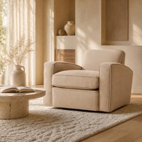 Fauteuil moderne en tissu, revêtement en lin, accoudoirs carrés, canapé simple, siège de salon pour salon, chambre à coucher, mobilier de maison