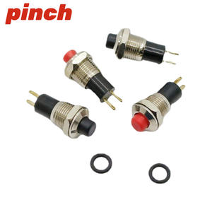 Interruptor de botón pulsador metálico de 10 mm, 2 pines, chapado en oro, autoblocante con tuerca, 1NO, 16A, 24V, IP40 - Product Image 3