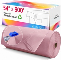 Rouleau de nappe jetable simple en PEVA rose Morandi personnalisé 54x300ft, découpé sur mesure avec coupeur intégré pour événements
