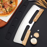Gadget de cuisine, outil à pizza de 14 pouces, coupe-pizza en bois, couteau à pizza en acier inoxydable
