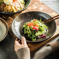 Essensgerichte rund vintage schwarz japanische pizza sushi fleisch lebensmittel porzellan keramik gerichte teller für restaurant heim