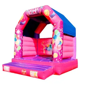 Party Time Jump House In rosa con i bambini di qualità commerciale resistente si divertono molto nel castello pieno di palloncini