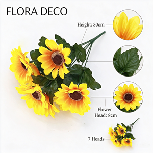 Bouquet di Girasoli Artificiali con 7 Fiori Gialli, 30cm, per Decorazioni Casa, Matrimoni e Tavoli - Product Image 5