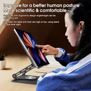 Weltpremiere rotierender Tablet-PC-Ständer halter Desktop Portable Faltbarer verstellbarer Tablet-Ständer aus Aluminium legierung
