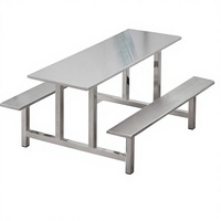 Ensemble table et chaises de cantine intégrées contemporaines en acier inoxydable Zhongfei Landar ZFLD-221 pour écoles, 6 places, tables renforcées