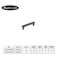 Poignée Moderne Fine et Plate en Alliage d'Aluminium Noir Mat 96/128mm pour Meuble de Cuisine, Commode, Fabrication OEM, Haute Qualité