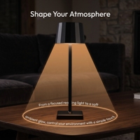 Lampe de table LED d'ambiance moderne sans fil rechargeable à commande tactile avec abat-jour en acrylique facetté à base carrée épaisse pour chevet
