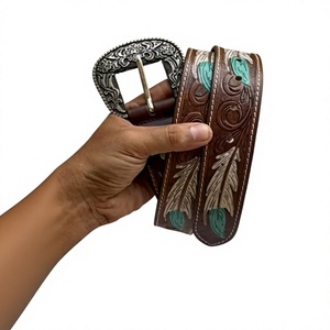 Ceinture décontractée en cuir de vachette, longueur personnalisée, motif sculpté à la main, avec boucle carrée en acier motif crâne, solide, vintage, de luxe, écologique et imperméable - Product Image 2