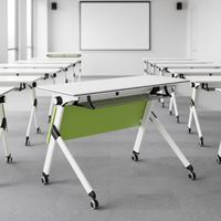 Table de formation mobile XHS-801 1200x400x750mm avec boîte de rangement sous le bureau, pieds à roulettes, pour salle de classe et réunion, blanc et vert