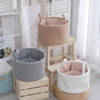 Panier de rangement rond uni simple, grande capacité, avec poignées, pratique pour la maison