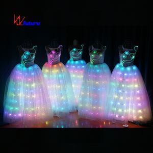 Abito LED con Maniche a <span class=keywords><strong>Farfalla</strong></span> Illuminata, <span class=keywords><strong>Vestito</strong></span> Luminoso per Donna, Costume Luminoso per Danza da Sala - Product Image 5