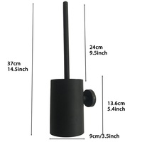 Porte-brosse de toilette accessoire de salle de bain en acier inoxydable noir mat ensemble de brosse de nettoyage montage mural pour la maison Commercial hôtel moderne