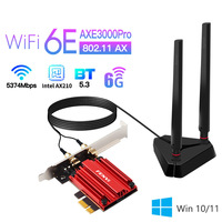 Tarjeta de Red WiFi 6E AXE3000 Pro PCIe, Adaptador Inalámbrico Tri-Banda con Bluetooth para Computadora de Escritorio