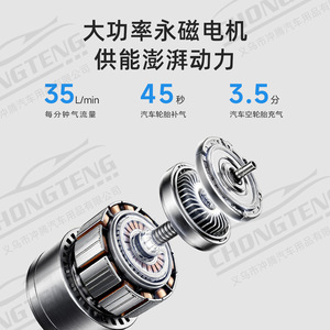 ปั๊มลมยางรถยนต์ไร้สายแบบพกพา 12V พร้อมหน้าจอ LED ปั๊มลมไฟฟ้าอัจฉริยะ 25 ลิตร/นาที กระบอกสูบเดี่ยว - Product Image 3