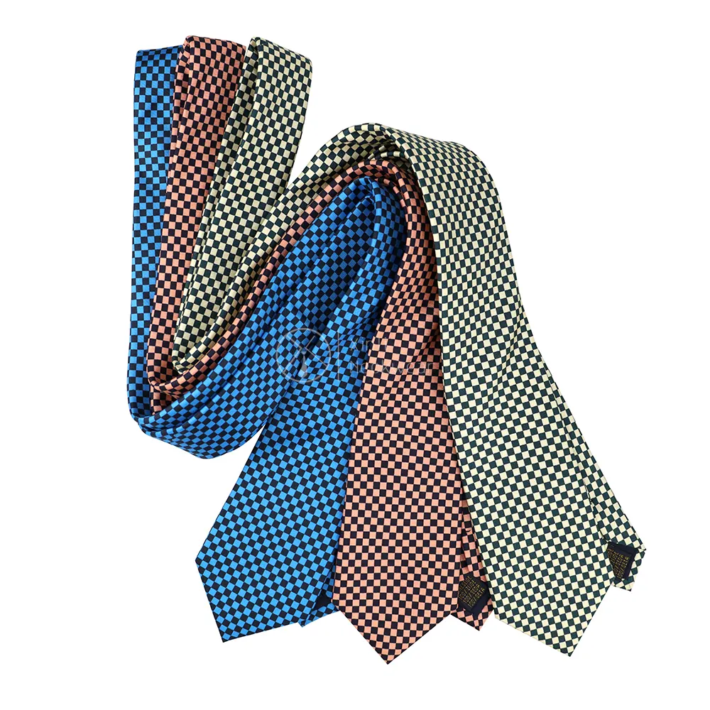 Shengzhou Supplier Multicolored Classic Check Pattern Ties Custom Printing Bulk Silk Neck Tie for Men