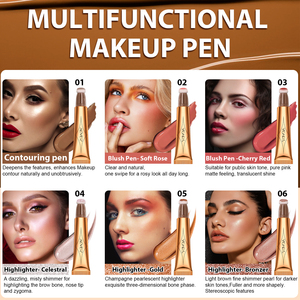 Ensemble de stylos de maquillage multi-usages ALIVER, stylo de contouring pour le visage et le corps, stylo de blush, stylo de surligneur, stylo de maquillage, bronzer liquide, surligneurs - Product Image 4
