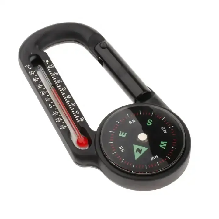 Outdoor Hook Compass Mini Metal Compass Keychain Outdoor Camping Hiking Mountaineering Key Buckles Snap Hook Compass Carabiners