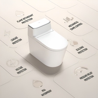 WC intelligent monobloc à chasse automatique, siège chauffant, double chasse, style européen allongé, en céramique, avec bidet intégré, veilleuse, design moderne