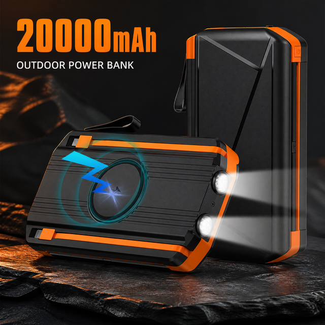 New Outdoor Solar Fast Charging Power Bank 20000mAh Large Capacity Portable Charger Foldable Solar Panel LED Flashlight (SOS)