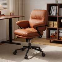 Chaise de bureau ergonomique vintage en cuir véritable avec support lombaire, dossier réglable et pivotant pour BGY021
