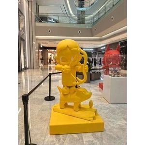 Escultura de Perro Cupido de Resina de Fibra de Vidrio de Tamaño Personalizado, Acabado Mate Amarillo, Decoración Interior y Exterior - Product Image 1