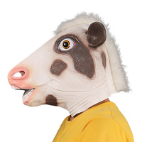 Masque de tête d'animal en latex, masque intégral drôle et effrayant, accessoires de déguisement de luxe pour Halloween, fête costumée, cosplay de vache, accessoires de Noël, club