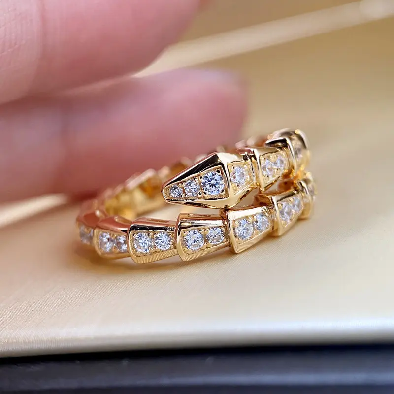 Luxus schmuck Damen Mode Ringe Roségold Schlangen knochen form Ring