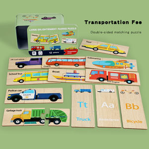 Детские развивающие пазлы для раннего обучения, игра на сопоставление английских слов, двусторонняя деревянная головоломка с алфавитом - Product Image 3