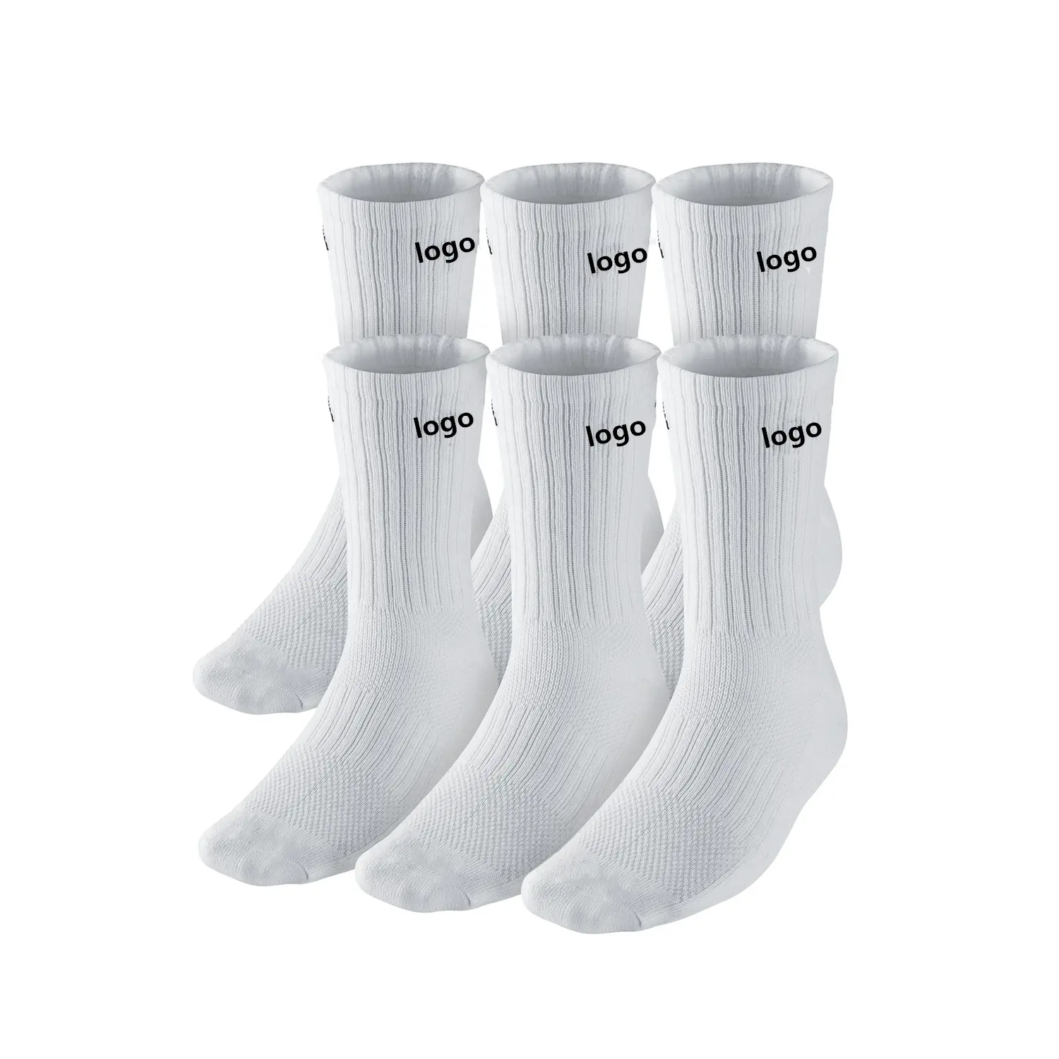 Wholesale fashion custom logo white cotton luxury winter unisex sports socks with packaging