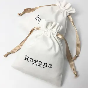 Bolsa de lona 100% algodão para presente, joias, cordão, tela personalizada de alta qualidade para presente