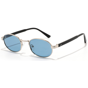 Lunettes de soleil ovales unisexes, monture en métal pleine bordure, verres verts, protection UV400 pour les activités de plein air - Product Image 5