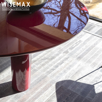 WISEMAX MÖBEL Großhandel Restaurant möbel Bogen Design Heller roter Buchenholz runder Esstisch für Esszimmer