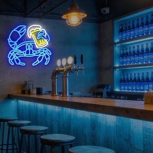 Crab Beer Letreros Neon LED indoor hanging ambient light shop <b>sign</b> wall decoration light entrance indicator light luminous <b>sign</b> - Product Image 4