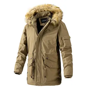 Mantel penghangat musim dingin pria, jaket berlapis hangat tebal dengan Hood parka kualitas terbaik pabrik grosir