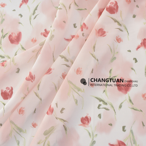 Tela de Chifón Floral al por Mayor para Confección de Vestidos, Tela de Chifón Estampada con <span class=keywords><strong>Tulipanes</strong></span> en Acuarela - Product Image 2