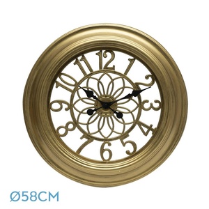 Grande orologio da parete retrò industriale in colore oro con lancette, ideale per la decorazione di interni e ambienti vintage. - Product Image 1