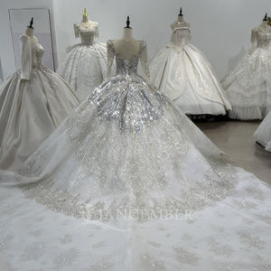 สำหรับ XS172แจนเซมเบอร์ชุดแต่งงานชุดแต่งงานชุดแต่งงานสไตล์วินเทจทันสมัยประดับด้วยเลื่อมลูกไม้หางยาวประดับด้วยเลื่อมคริสตัล - Product Image 6