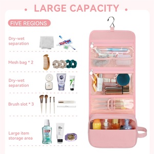 Organizador de Maquillaje Plegable Personalizado <span class=keywords><strong>con</strong></span> Múltiples Compartimentos y Gancho Metálico, Bolsa de Aseo <span class=keywords><strong>para</strong></span> Viaje - Product Image 2