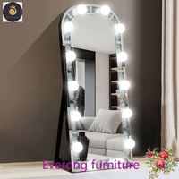 Miroir de courtoisie hollywoodien en diamant écrasé, miroir pleine longueur avec lumières LED