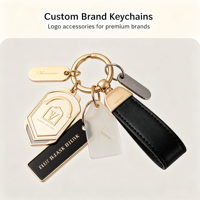 Porte-clés en cuir et métal multi-breloques personnalisé, accessoire de luxe avec logo de marque, cadeau promotionnel d'entreprise haut de gamme, vente en gros
