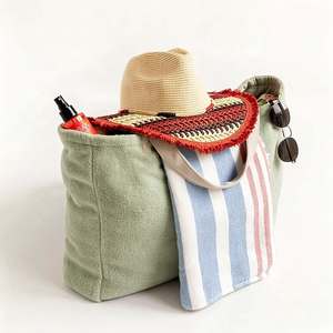 Bolsas de Mano Extra Grandes de Tela de Rizo Suave, Personalizadas, de Algodón, para Playa, Piscina, Yoga, con Asas para el Hombro - Product Image 4