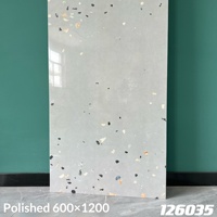 Carreaux de sol en céramique polie à haut brillant 600x1200mm Série Terrazzo, Style Luxe Léger pour Salon Cuisine Salle de Bain